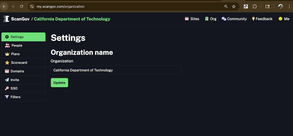screenshot of org link